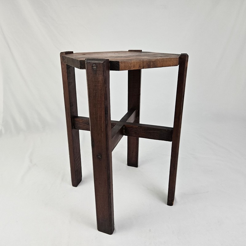 Antique Tabouret Side Table Plant Stand Display Wood Mission Arts & Crafts