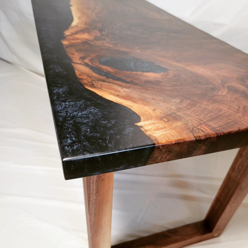 Handmade Claro Black Walnut And Midnight Blue Epoxy Coffee Table 35.5″x17.5″x18″