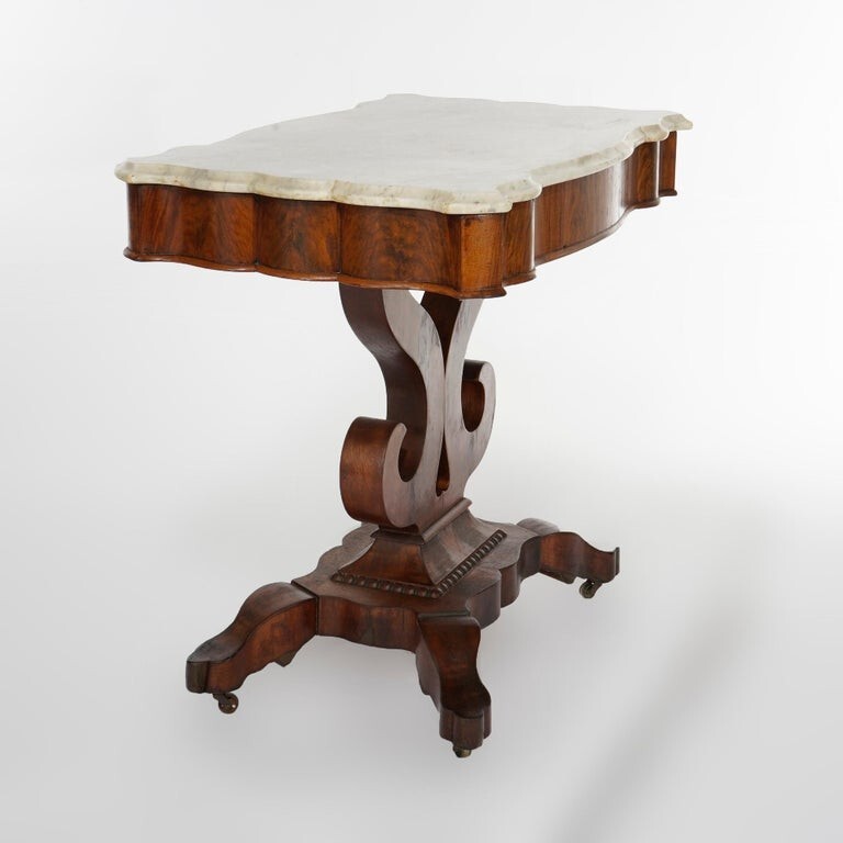 Antique Classical American Empire Mahogany & Marble Console Table, C1840 gallery