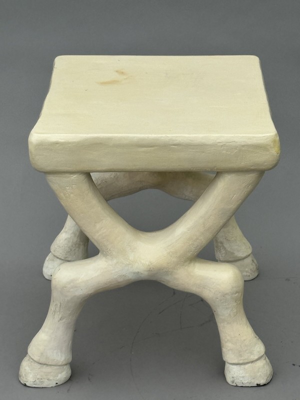 RARE JOHN DICKINSON VINTAGE MODERN PLASTER HOOFED FEET X BASE TABLE SIGNED 70s gallery