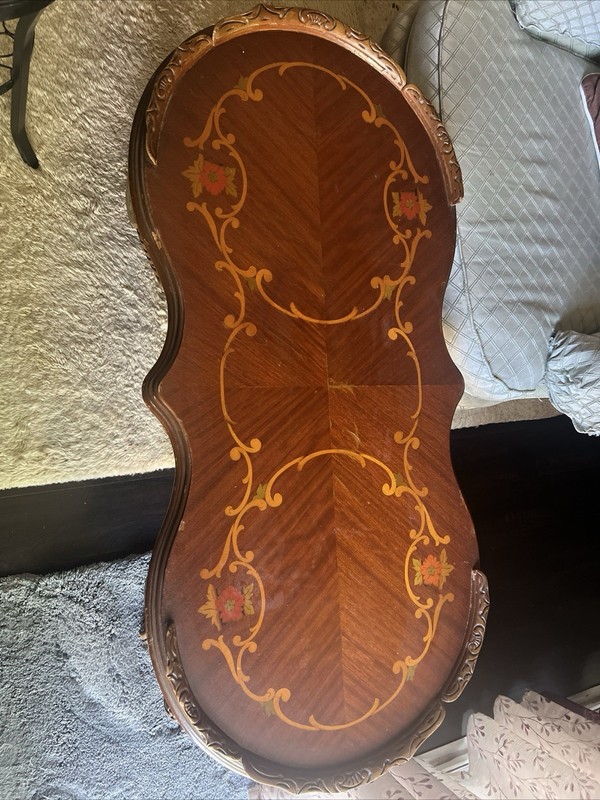 French Style Coffee Table With Inlays And Carving