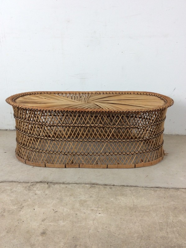 Vintage Rattan Oval Shaped Coffee Table gallery