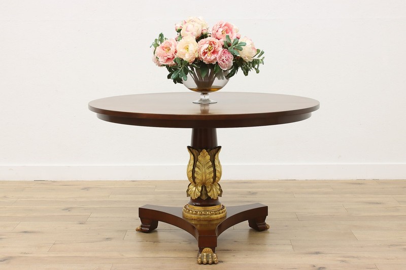 Classical Carved Mahogany & Gold Center or Entry Table #55405 gallery