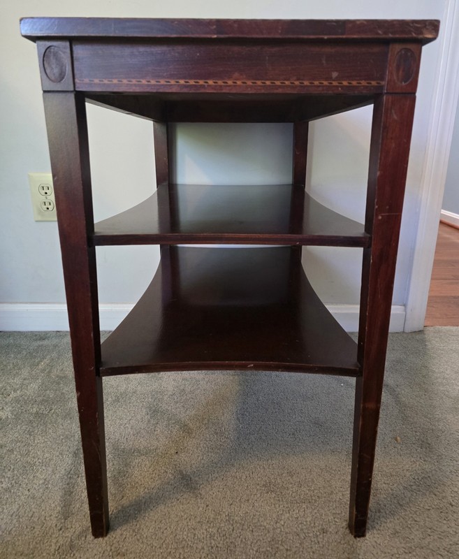 Mid Century Mersman 7358 Mahogany 2 Tier End Table w/Inlaid Design Deco Corners gallery