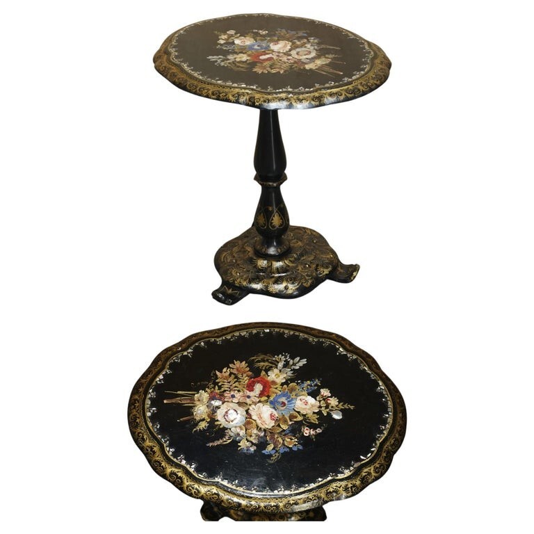 ANTIQUE REGENCY 1815 JENNENS & BETTRIDGE STAMPED MOTHER OF PEARL TILT TOP TABLE