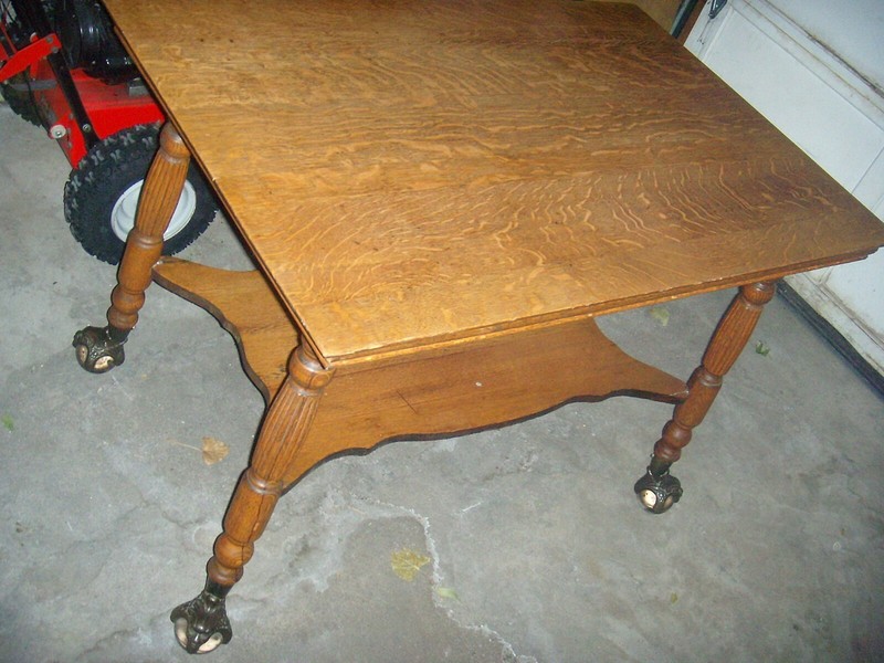 Quarter Sawn Oak PARLOR Table W/ 3" GLASS CLAW LEGS ( FACE ) 42 X 28 X 30"