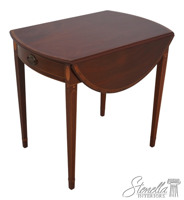 65438EC: KITTINGER – BIGGS Inlaid Mahogany Drop Leaf Pembroke Table