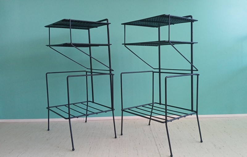 1950's Architectural Vintage Richard Galef Perforated Metal Rare Atomic Tables gallery