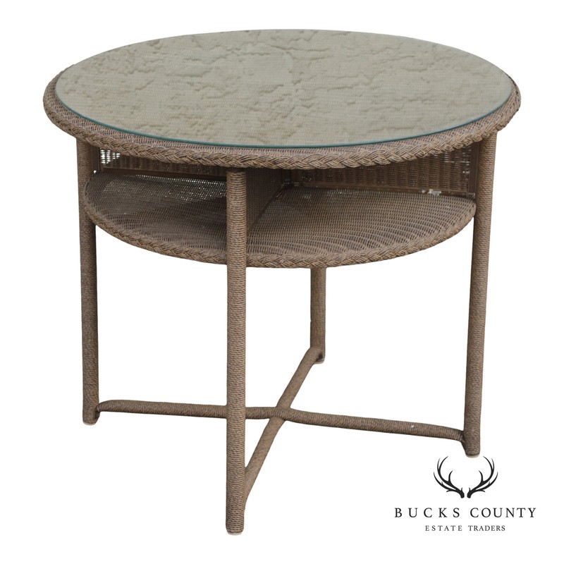 Lloyd Loom Round Glass Top Wicker Patio Table