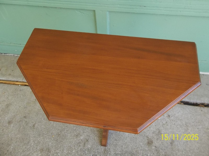 Beautiful Vintage Antique Mahogany 3 Legged Demilune Console Table gallery