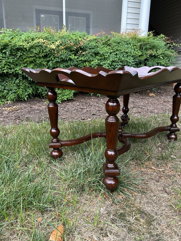 Antique Mahogany Tray Top Coffee Table with Carved Legs – 39.5” x 26” gallery