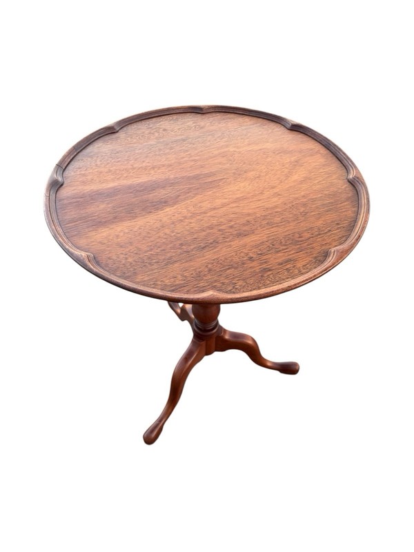 1940s Walnut Pie Crust Side Table Georgian Style Tripod Pedestal gallery