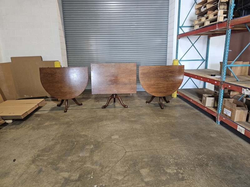 Kittinger Williamsburg Mahogany Three Pedestal Dining Table w 2 Leaves CW 66 65 gallery
