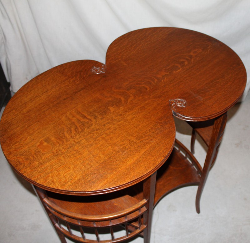 Antique Fancy Oak Lamp or Small Table gallery