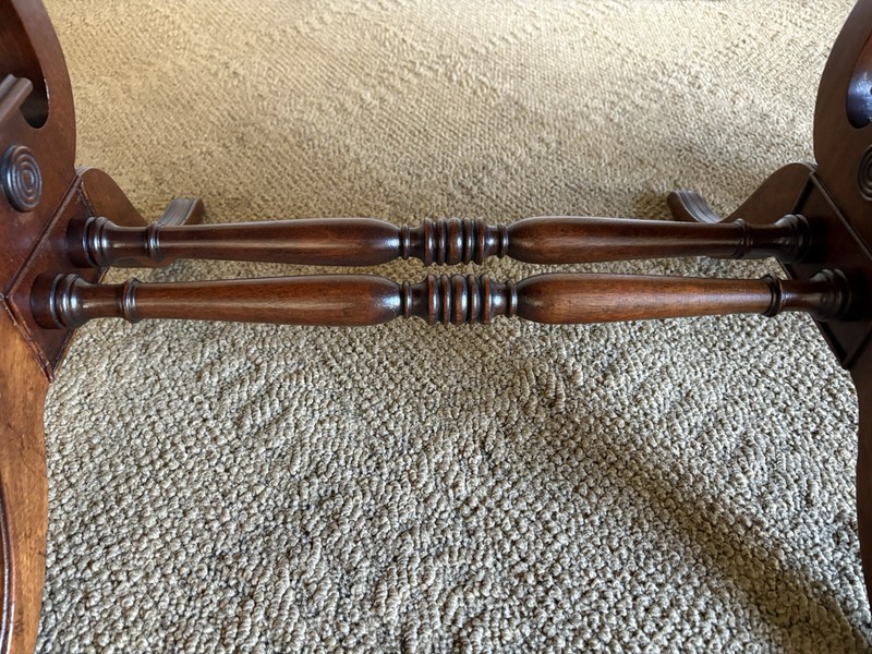 Antique English Regency Mahogany Wood Lyre Harp Base Coffee Table gallery