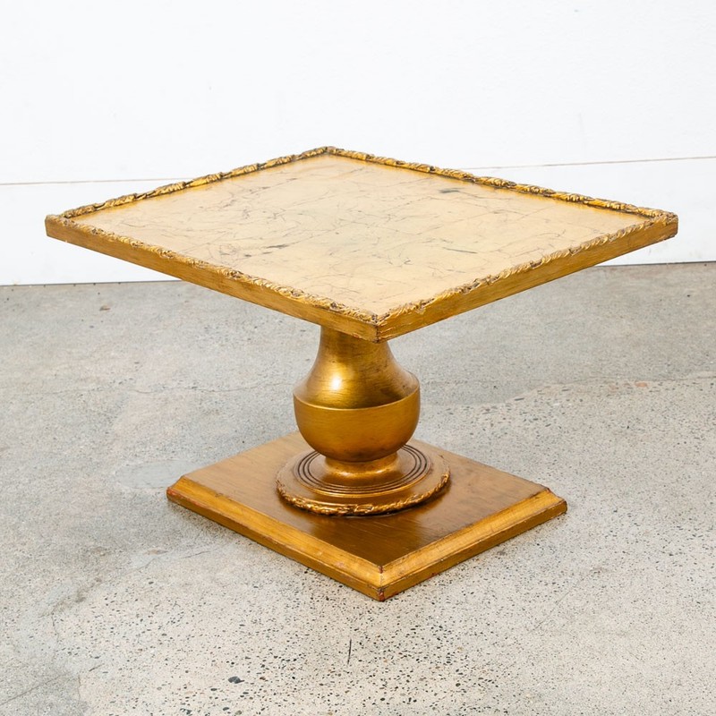 Mid Century Modern Side Table End Rectangular Hollywood Regency Gold 1970s 70s gallery