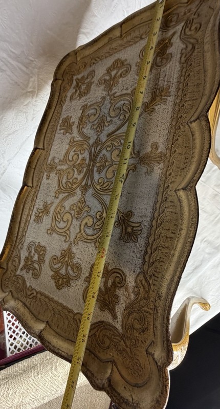 Vintage Gold White Italian Florentine Antique Tone Nesting Tables Set of Three gallery