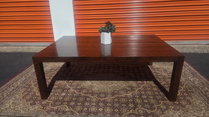 Vintage Milo Baughman Style Burl Wood Coffee Table 48×32 Mid Century Modern