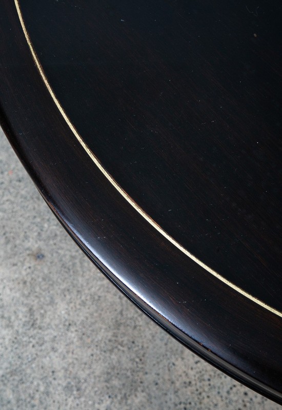 Mid Century Modern Dining Table Card Walnut Round Custom Vintage Brass Gold Mcm gallery