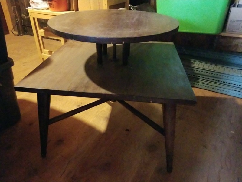 Imperial Mahogany “square & round” Tier Table