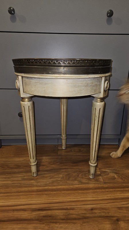 Vintage Mini Table with Marble Top 18″ Tall × 13.5″ Wide