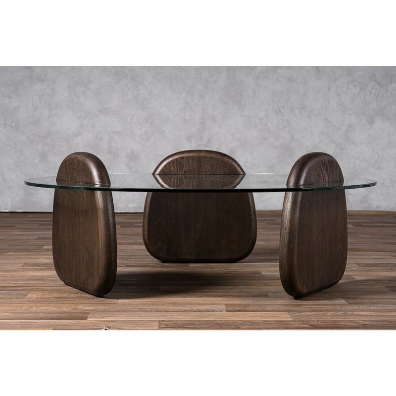 Modrest Buxton - Mid-Century Modern Glass + Dark Walnut Coffee Table gallery