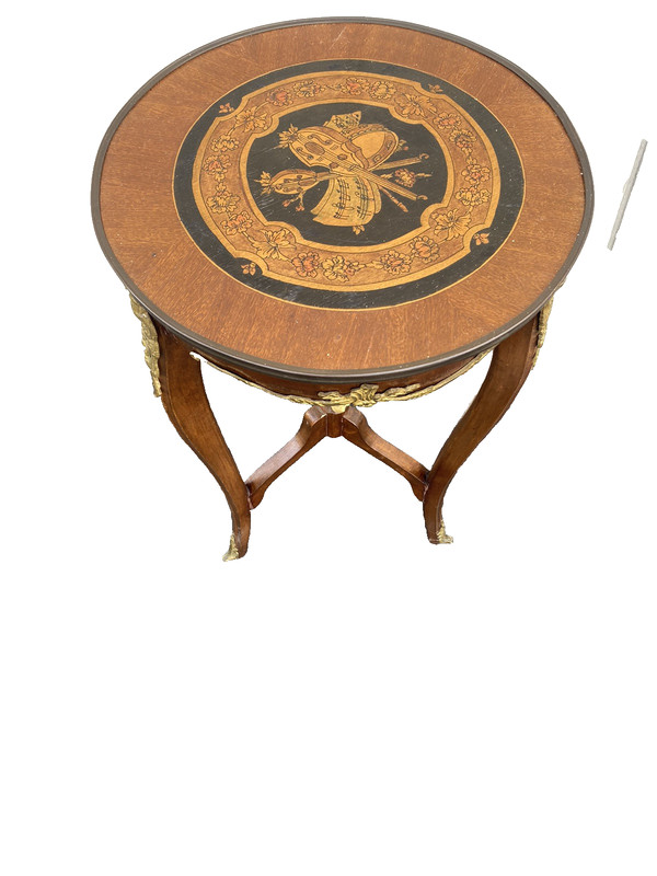 66568 Inlaid Louis XV Side Table Stand Bronze Ormalu gallery