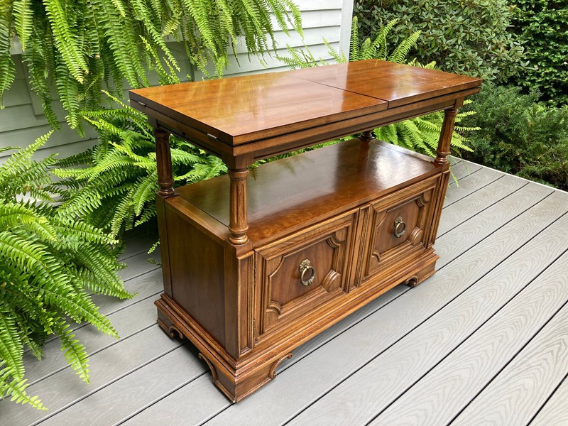THOMASVILLE MID CENTURY FLIPTOP ROLLING BAR CART SIDEBOARD CABINET CONSOLE TABLE gallery