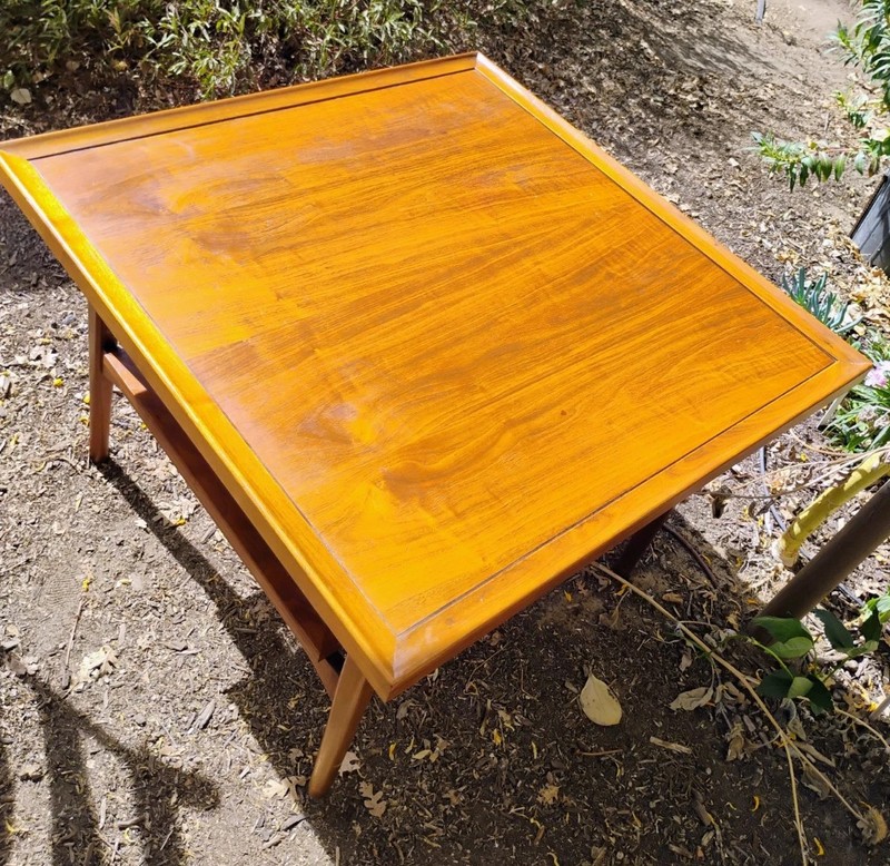 Vintage Drexel Declaration Mid Century Modern 2-Tier Walnut & Cane Tables MCM gallery