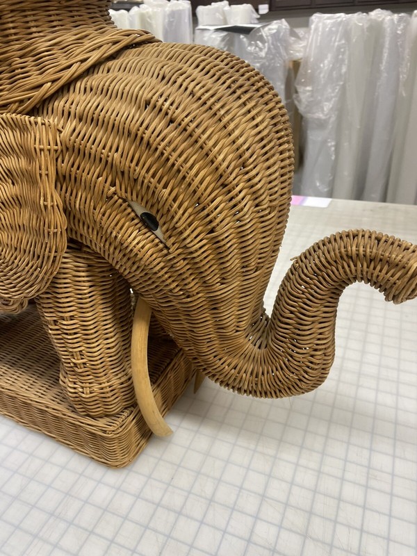 Vintage Rattan Wicker Elephant Side Table Plant Stand End Table gallery