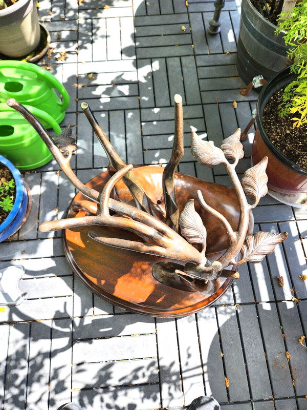 BRONZED GAZELLE TABLE ON WOOD BASE gallery
