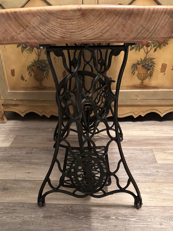Vintage Singer Treadle Leg Stand Table w/Red Gum Top 32"(L)x18"(W)x32"(H) gallery