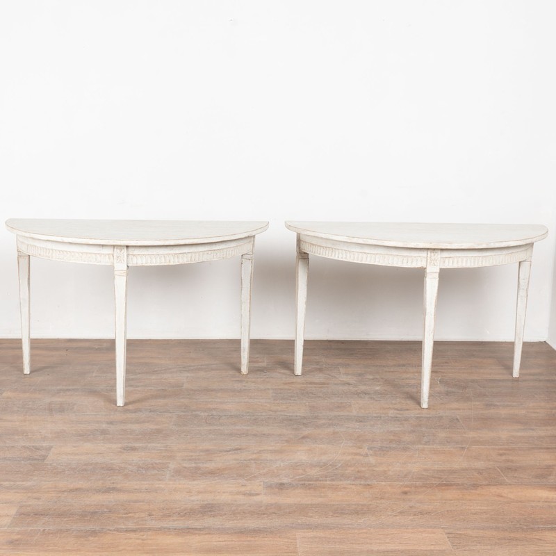 19th Century Swedish White Demi Lune Console Tables gallery