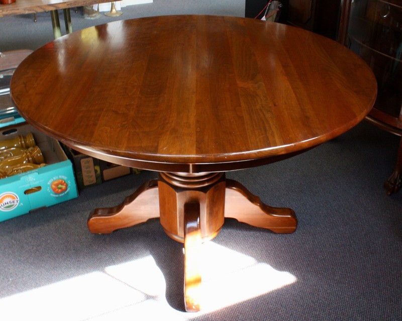 Carved Pedestal Dining Table of Solid Cherry Wood. 48"Diam. 30"H. Sturdy & Tight gallery