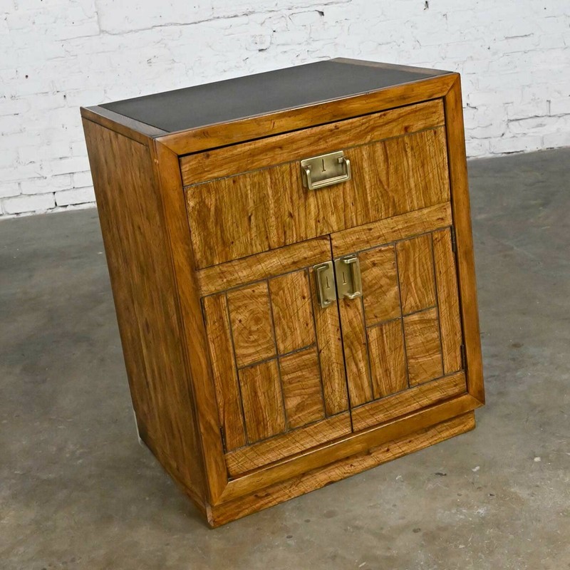 Vintage Drexel Weatherwood Collection Campaign Style End Table Cabinet or Chest