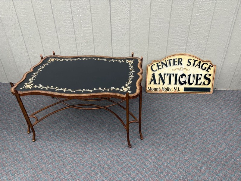 67617 Vintage French Style Coffee Table with Painted Floral Design