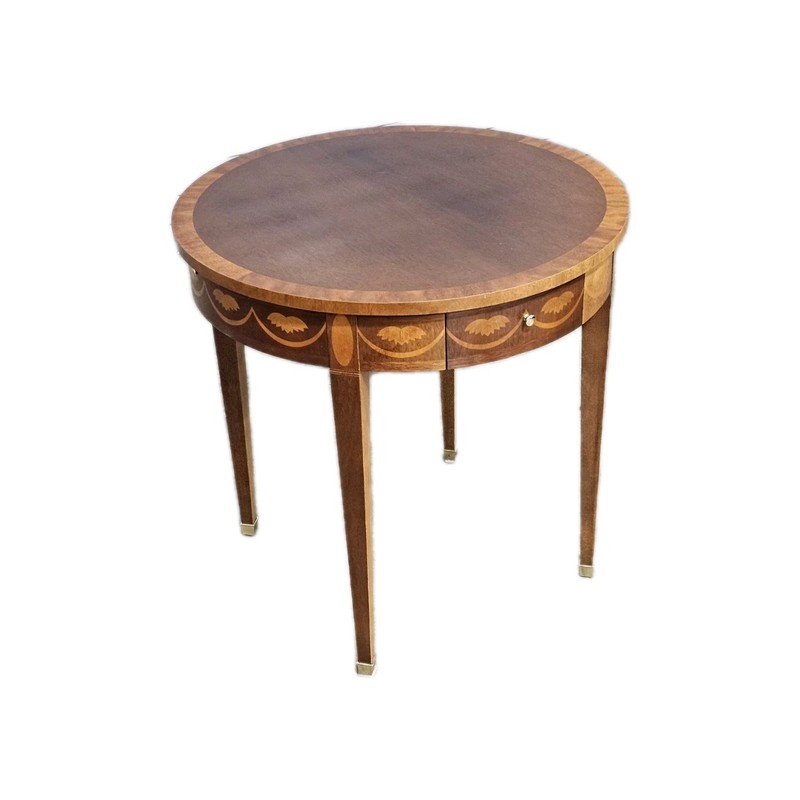 Baker Federal Style Inlaid Mahogany Round Side Table