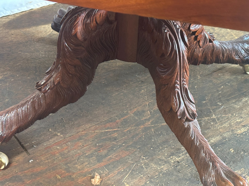 Antique empire DINING carved table Philadelphia hairy paw feet 1820 classical gallery