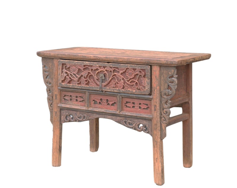 Hand Carved 1 Drawer Antique Console Table gallery