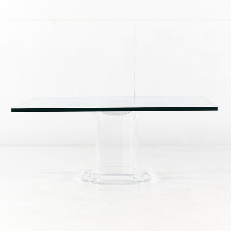 Mid Century Lucite and Glass Square Coffee Table gallery
