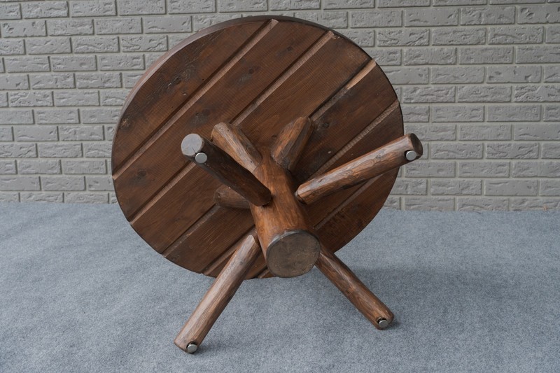 Vintage Adirondack Style Log Cabin Round Pine Coffee Table - 31”  gallery