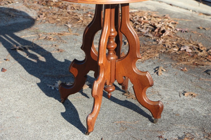 Petite Walnut Victorian Oval Marble Top Table ~ Ca.1870 gallery