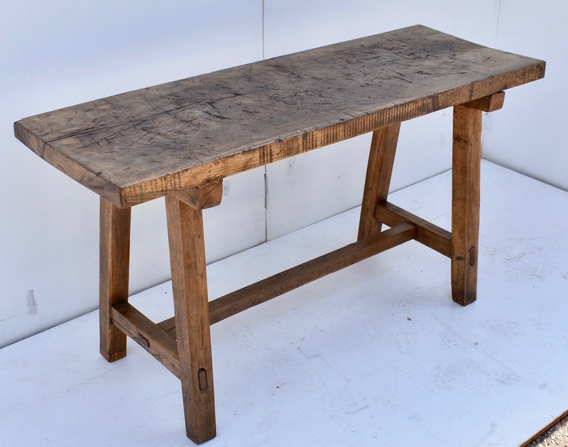 Vintage Oak Pig Bench Butcher's Block Table gallery