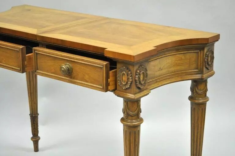 Vintage Karges Walnut French Regency Style Extension Server Console Sofa Table gallery
