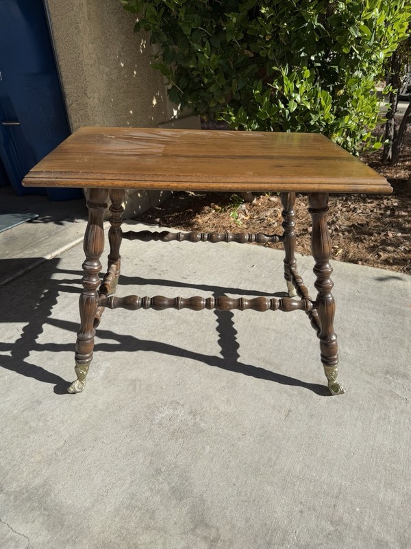 Antique Parlor Table- With Green Glass Ball Claw Feet gallery