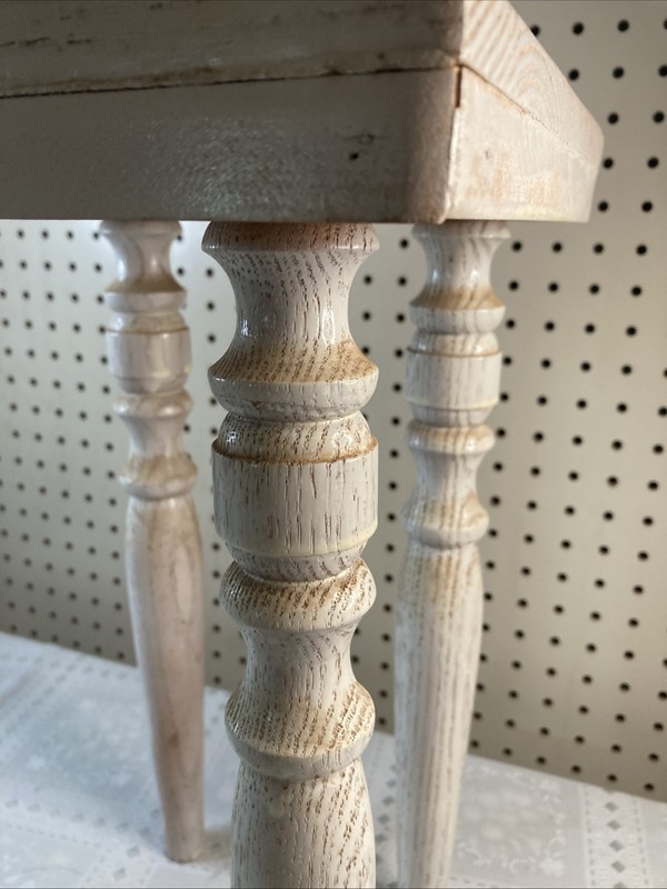 Small Antique Side Table Spindle Legs Farmhouse Shabby Chic French Country 16" T gallery