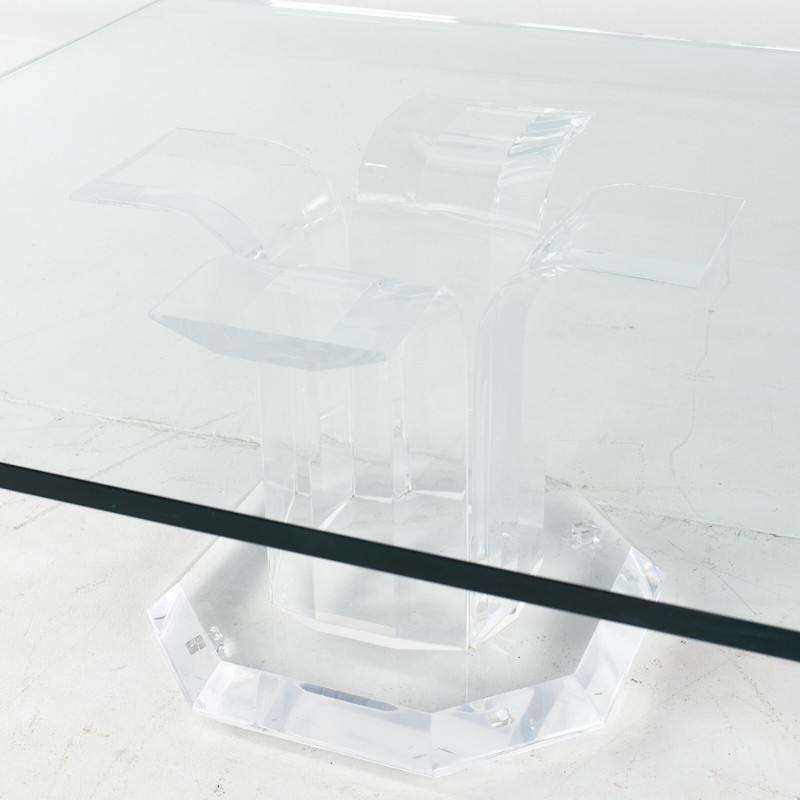 Mid Century Lucite and Glass Square Coffee Table gallery