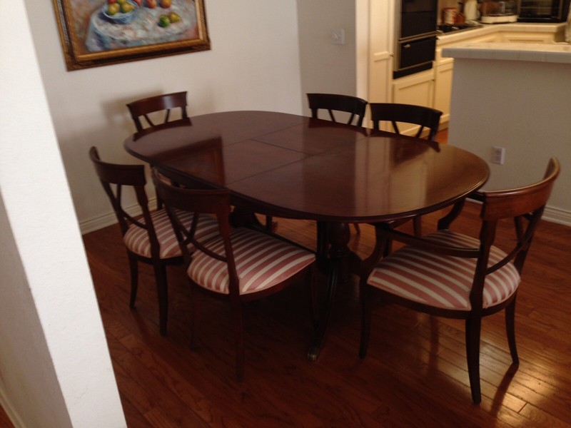 Dinning table mahogany French polished extendable with 6 matching chairs gallery