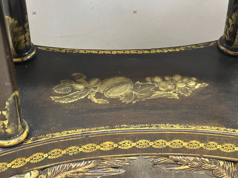 Antique empire stenciled eagle paw foot card game console table NY 1820 gallery