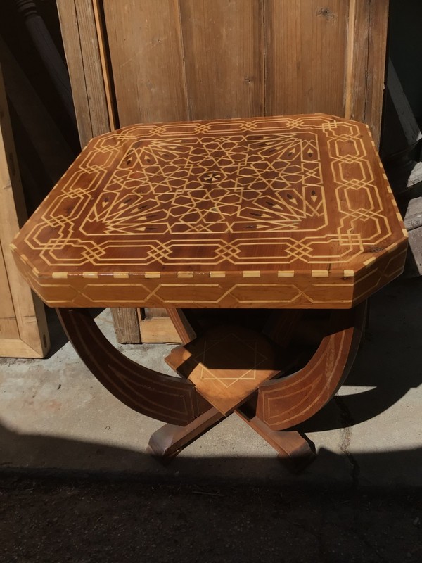 Unique Moorish Style Cedar side table with Intricate Inlay gallery